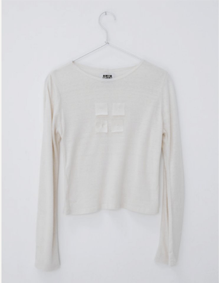 UNDYED RAW SILK JERSEY LONG SLEEVE TEE