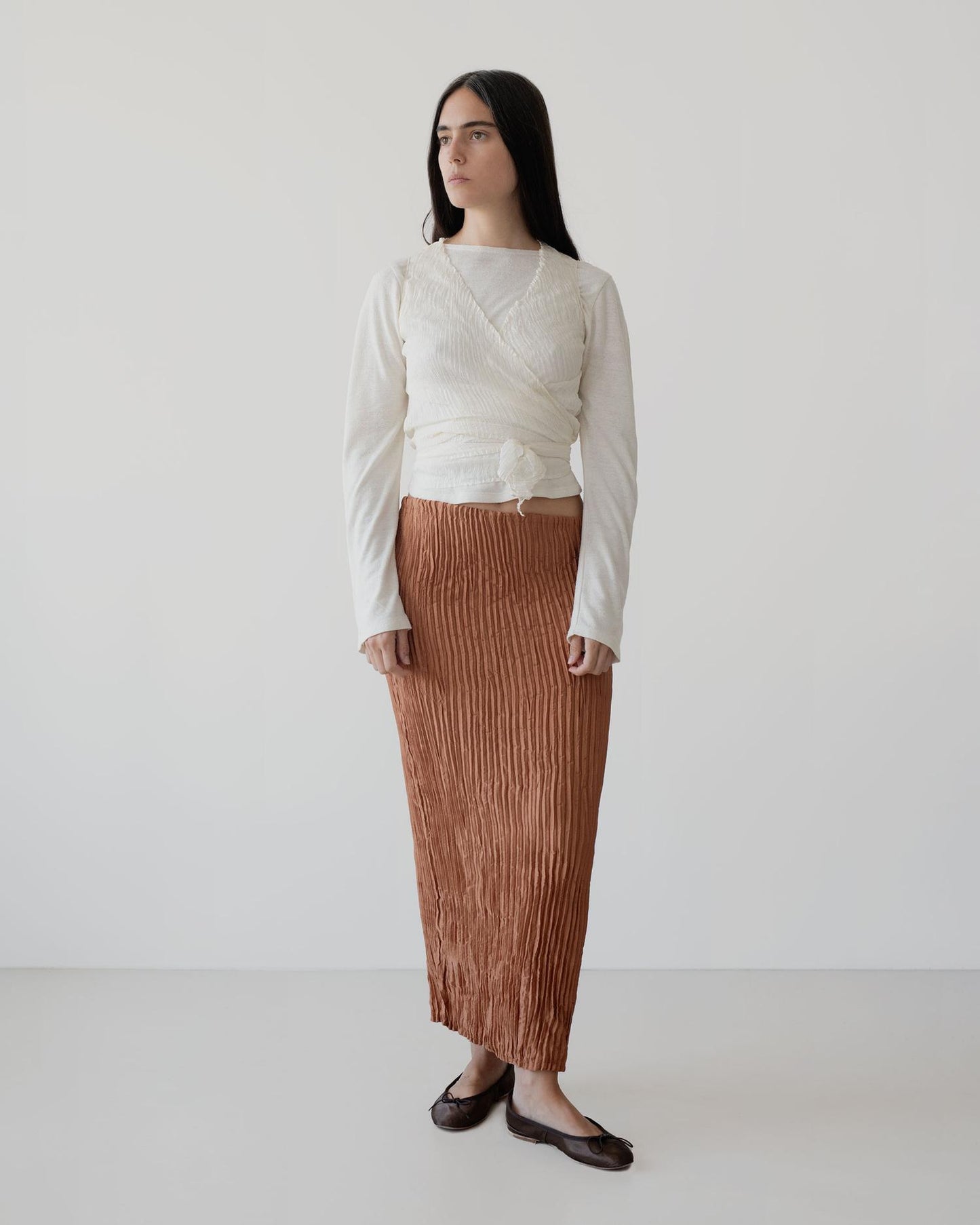 UNDYED RAW SILK JERSEY LONG SLEEVE TEE