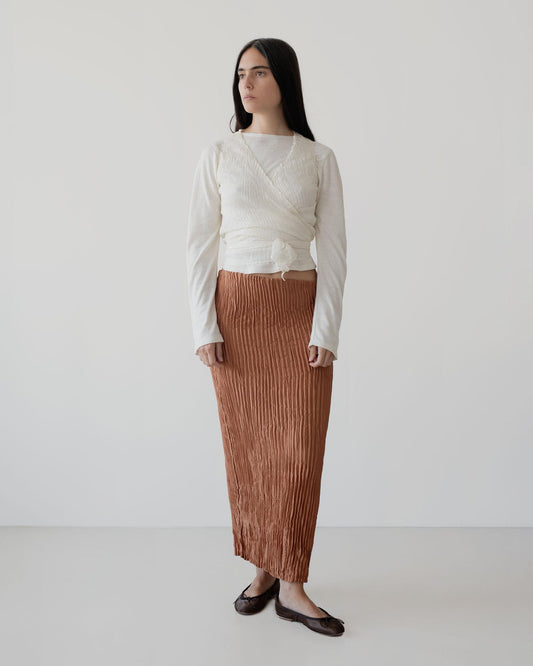 UNDYED RAW SILK JERSEY LONG SLEEVE TEE