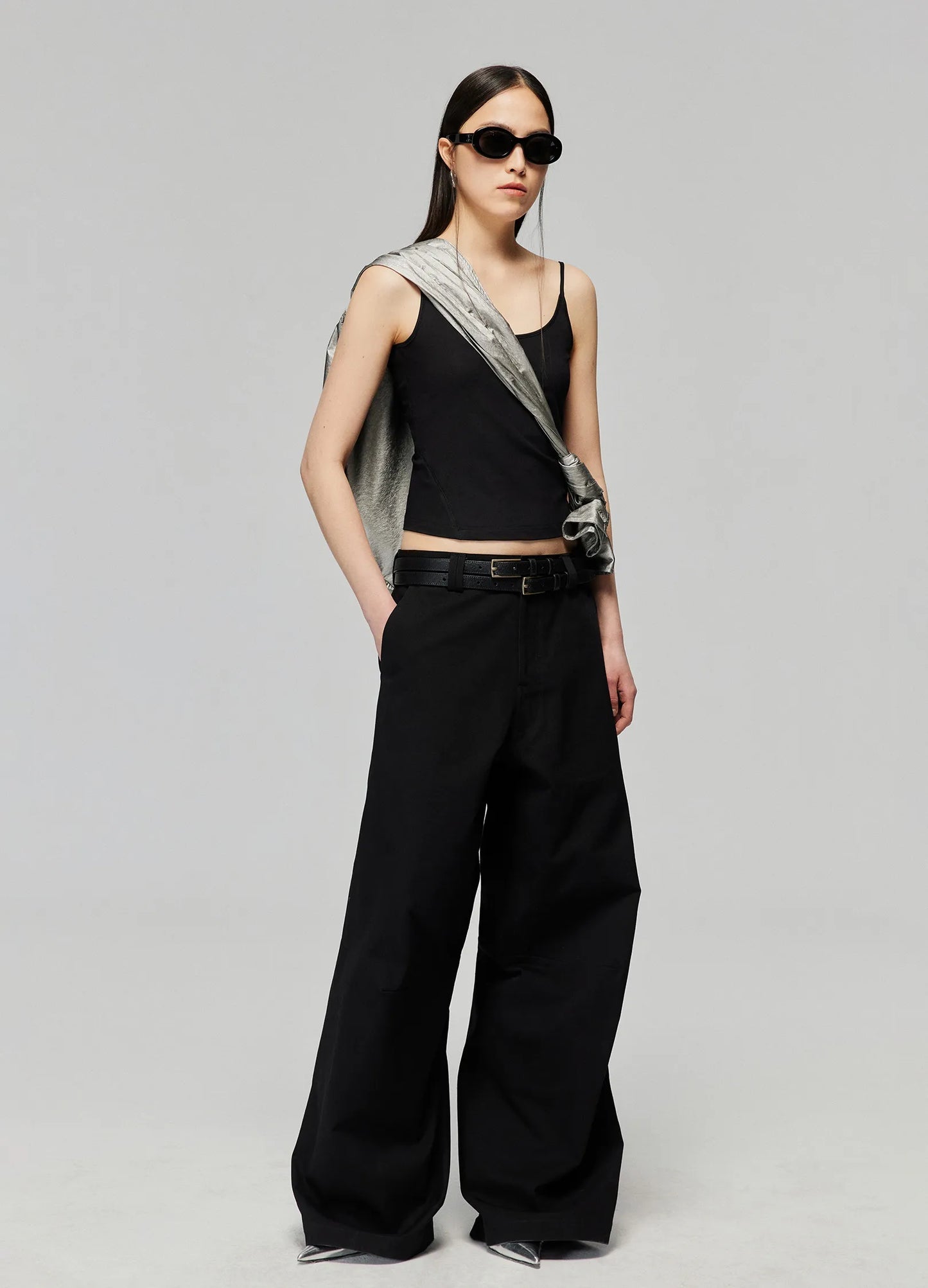 WIDE LEG COTTON TROUSERS